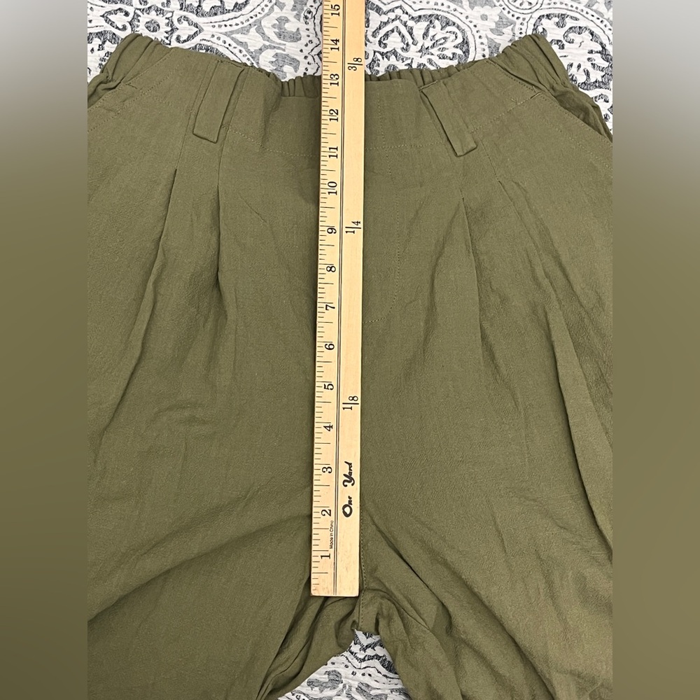 Halara High Waisted Pocket Wide Leg Olive Green Casual Linen-Feel Pants Small - Picture 7 of 13